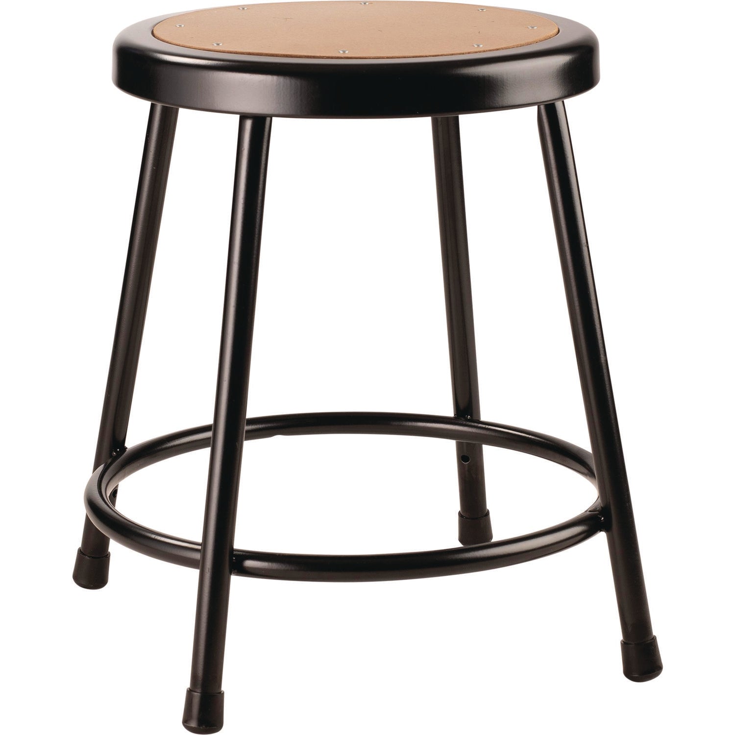 6200 Series Heavy Duty Steel Stool, Backless, Supports Up to 500 lb, 18" Seat Height, Brown Seat, Black Base