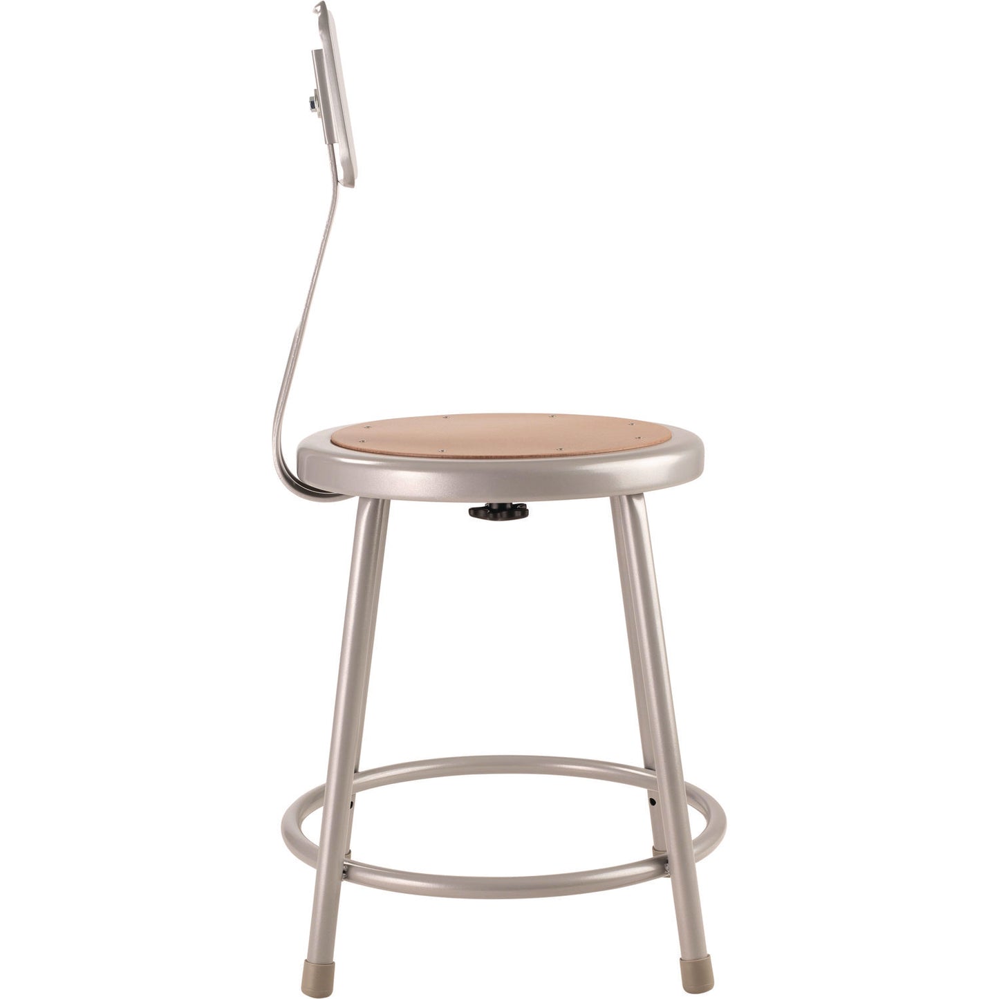 6200 Series Heavy Duty Steel Stool With Backrest, Supports Up to 500 lb, 18" Seat Height, Brown Seat, Gray Back/Base