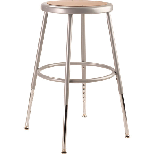 6200 Series Height Adjustable Heavy Duty Steel Stool, Backless, Supports 500lb, 19" to 27" Seat Height, Brown Seat, Gray Base