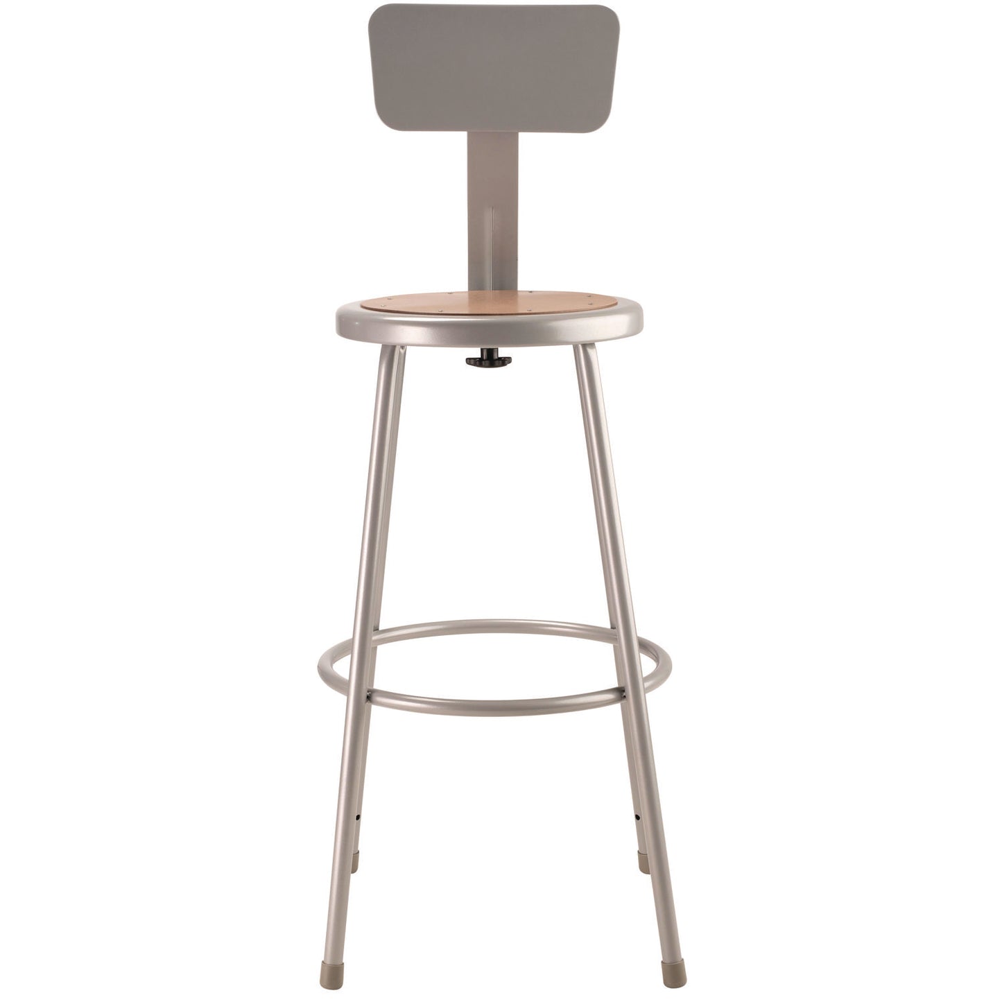 6200 Series Heavy Duty Steel Stool With Backrest, Supports Up to 500 lb, 30" Seat Height, Brown Seat, Gray Back/Base