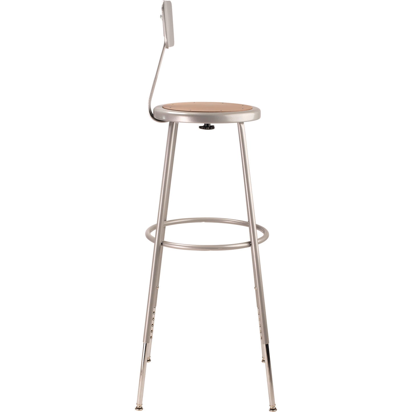 6200 Series Height Adjustable Heavy Duty Steel Stool With Backrest, 32" to 39" Seat Height, Brown Seat, Gray Back/Base