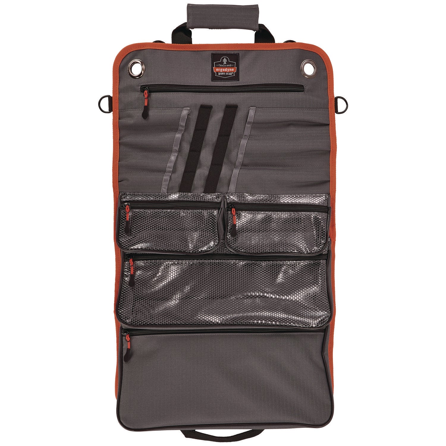Arsenal 5874 Roll Up Tool Bag with Zipper Pockets, 5 Zippered Pockets, 7 Tool Slots, 1 x 27 x 16, Polyester, Gray