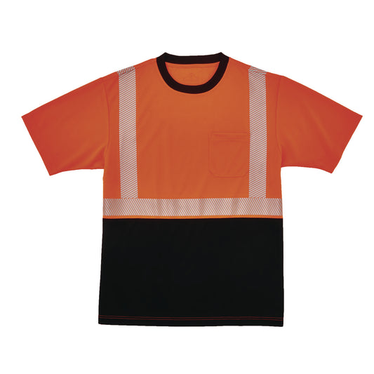 GloWear 8280BK Class 2 Performance T-Shirt with Black Bottom, 10X-Large Long, Orange