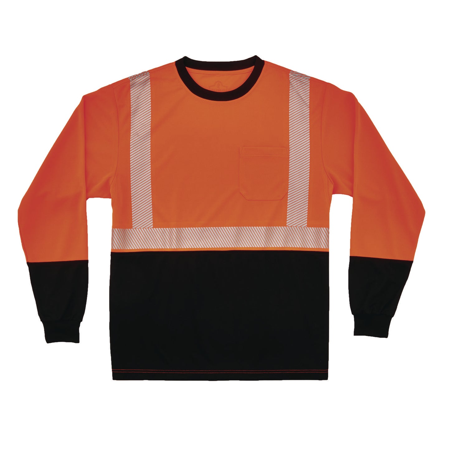 GloWear 8281BK Class 2 Long Sleeve Shirt with Black Bottom, X-Small, Orange