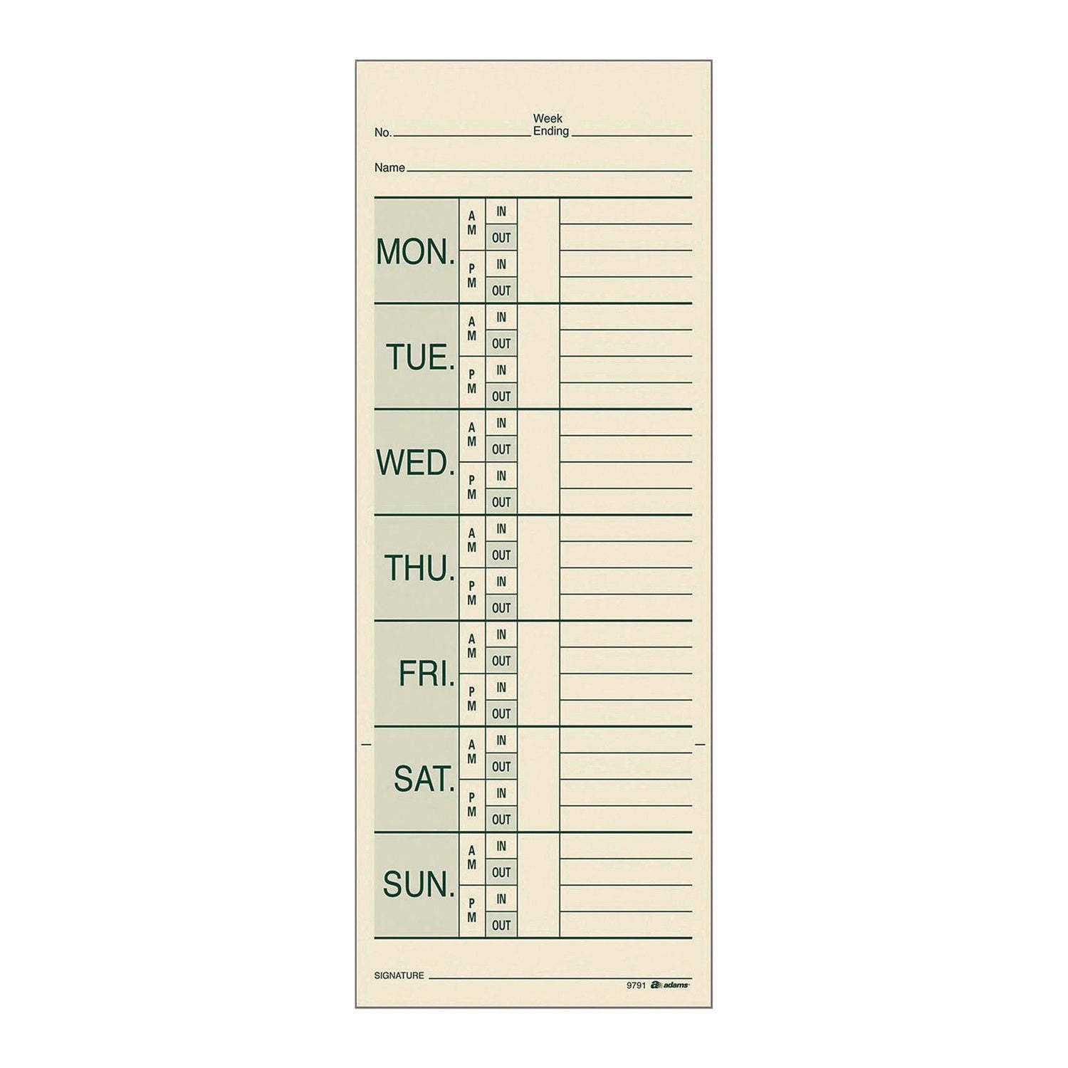 Time Cards for Pyramid 1000 Time Clock, Two Sides, 3.38 x 9, 200/Pack