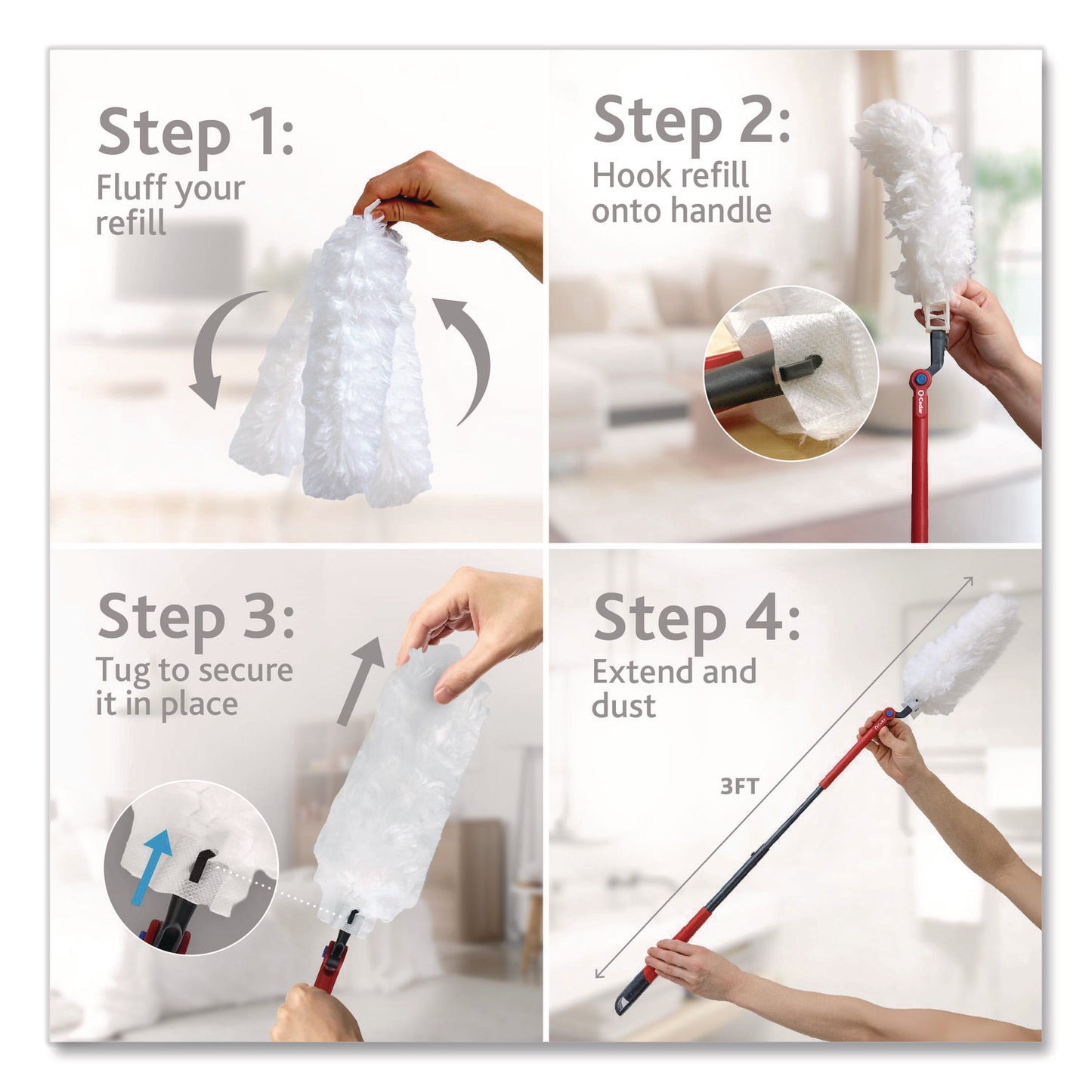Flex and Catch Duster Heavy-Duty Refills, Polyester, White, 10/Pack