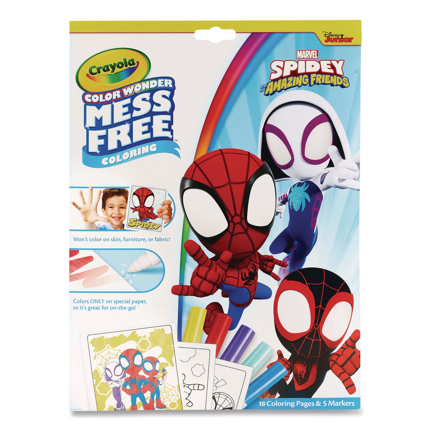 Spidey and His Amazing Friends Color Wonder Kit, Includes Five Markers, Ages 3 and Up, 18 Pages