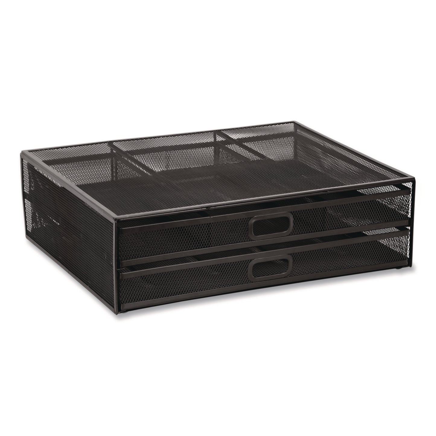 Metal Mesh Monitor Stand with Storage Drawers, For Up to 32" Monitors, 15.8" x 11.8" x 4.7", Black, Supports 30 lb