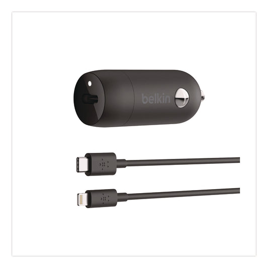 BOOST CHARGE USB-PD Car Charger + Lightning to USB-C Cable, 20 W, USB-C, Black