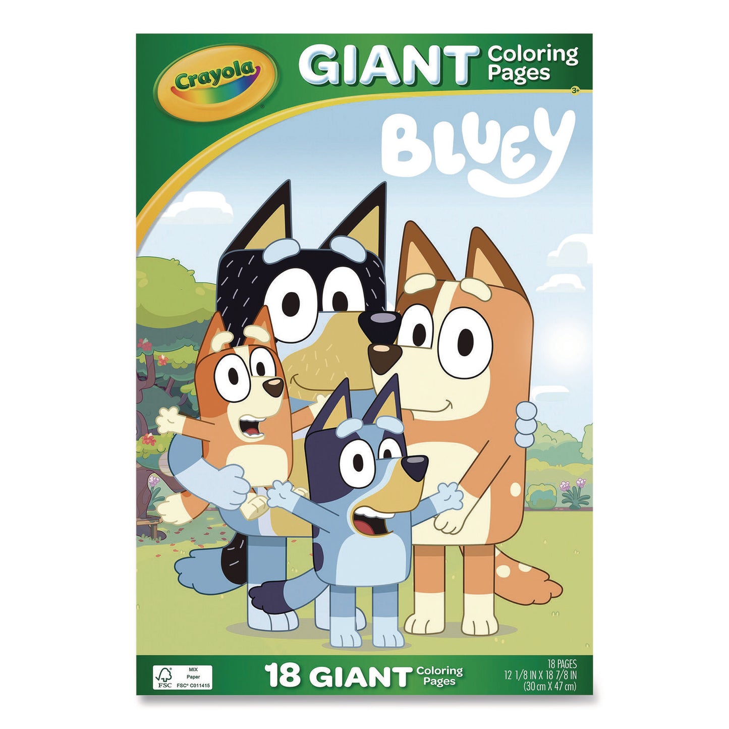 Bluey Giant Coloring Pages, Ages 3 and Up, 18.88 x 12.13 Sheets, 18 Pages