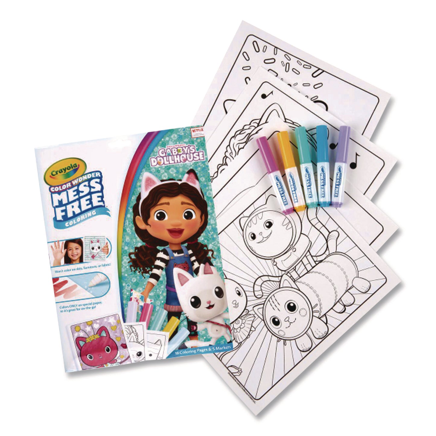 Gabby's Dollhouse Color Wonder Kit, Includes Five Markers, Ages 3 and Up, 18 Pages