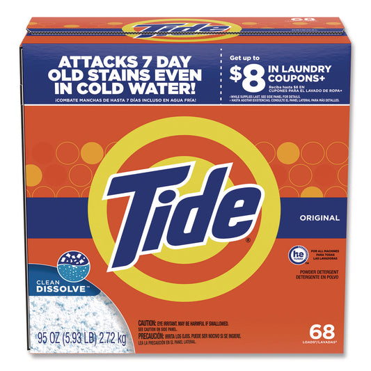 HE Laundry Detergent, Tide Original Scent, Powder, 95 oz Box