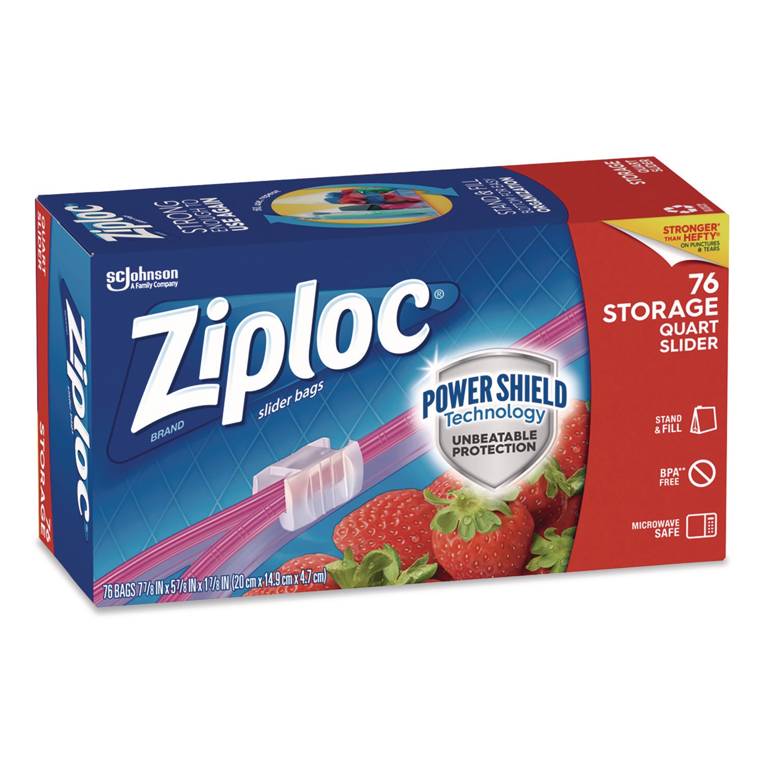 Slider Storage Bags, Quart, 5.88" x 1.88" x 7.88", Clear, 76 Bags