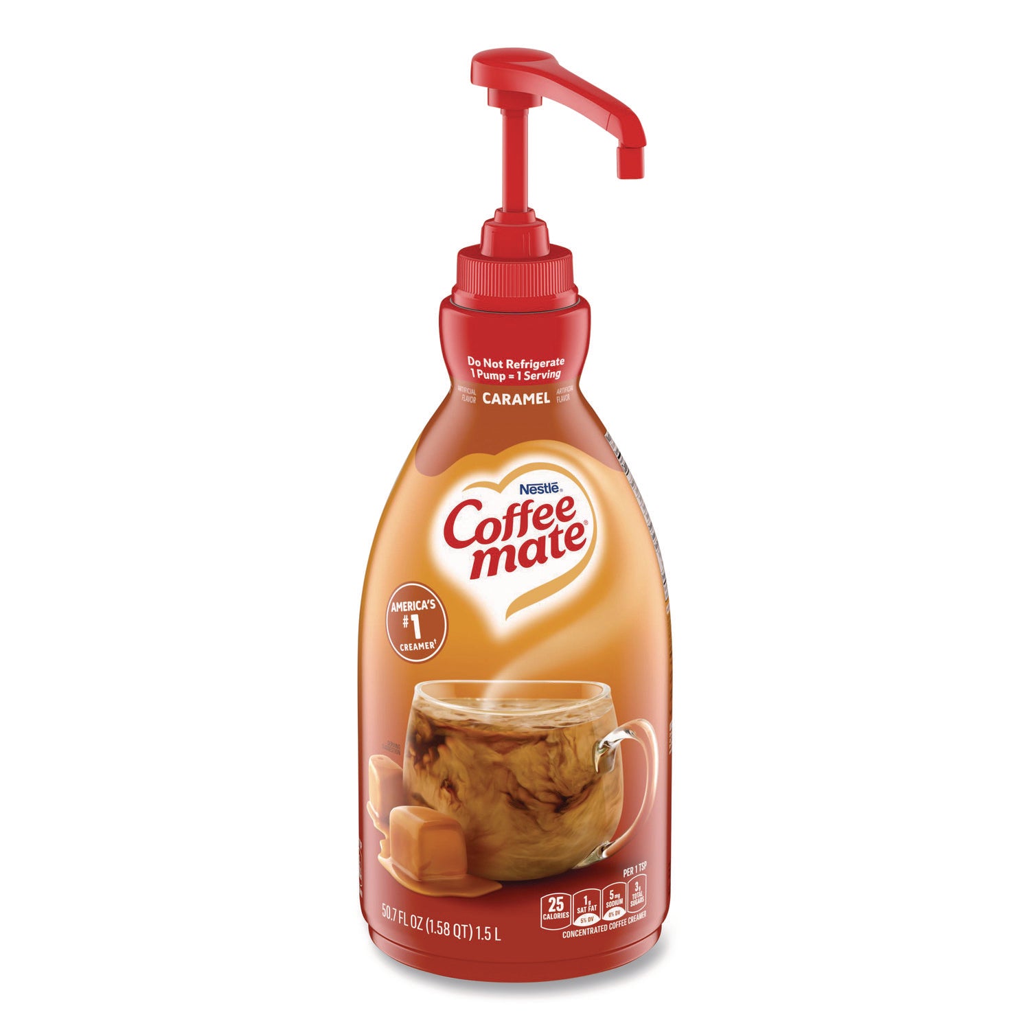 Liquid Creamer Pump Bottle, Caramel, 50.7 oz Pump Bottle