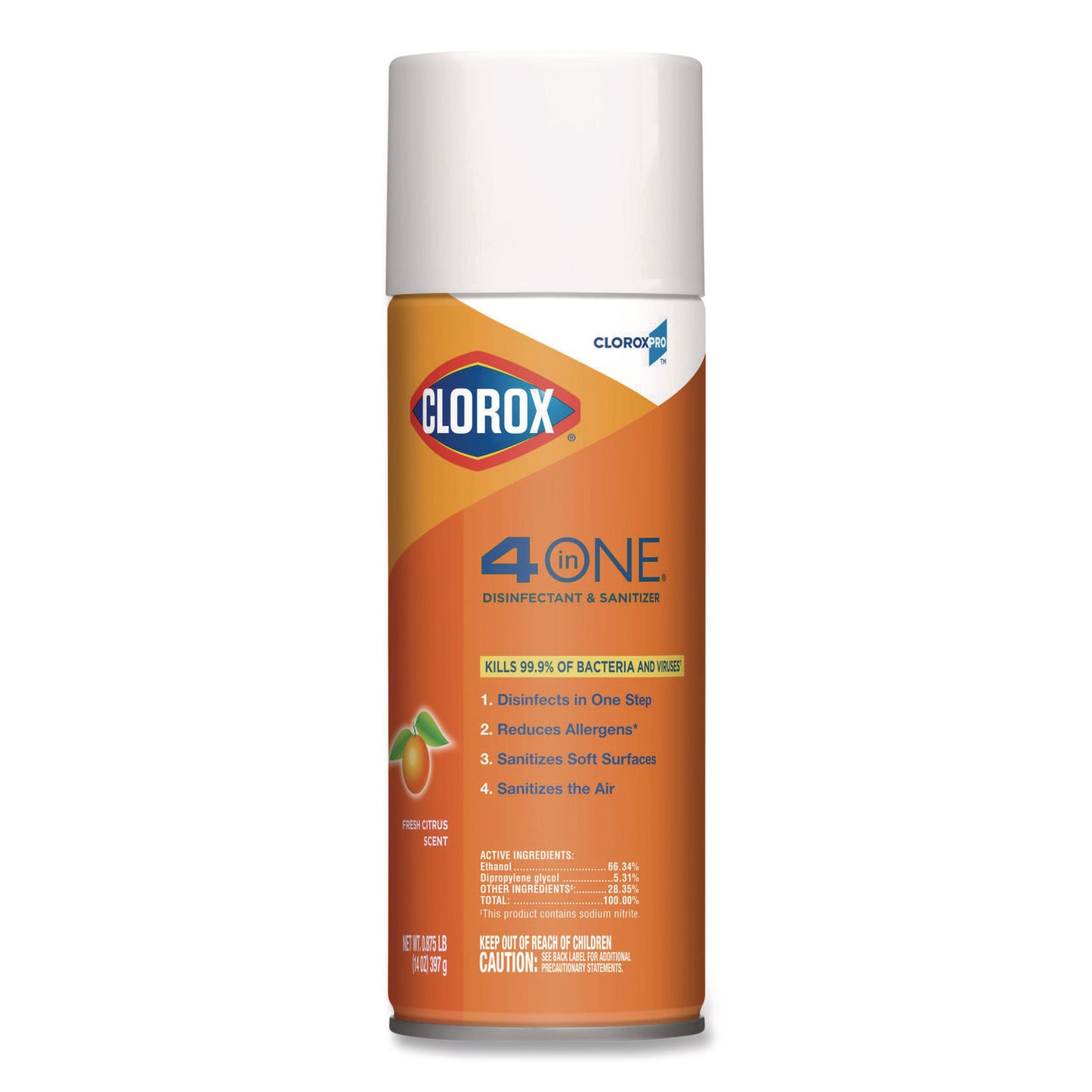 4-in-One Disinfectant and Sanitizer, Citrus Scent, 14 oz Aerosol Spray