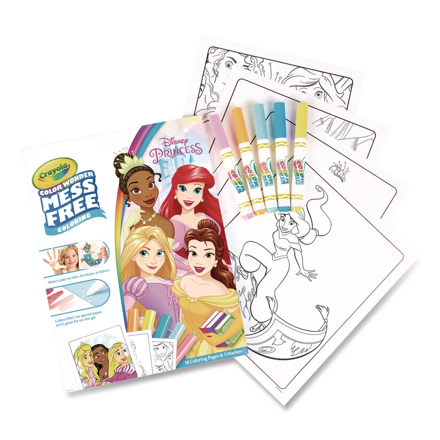 Disney Princess Color Wonder Kit, Includes Five Markers, Ages 3 and Up, 18 Pages