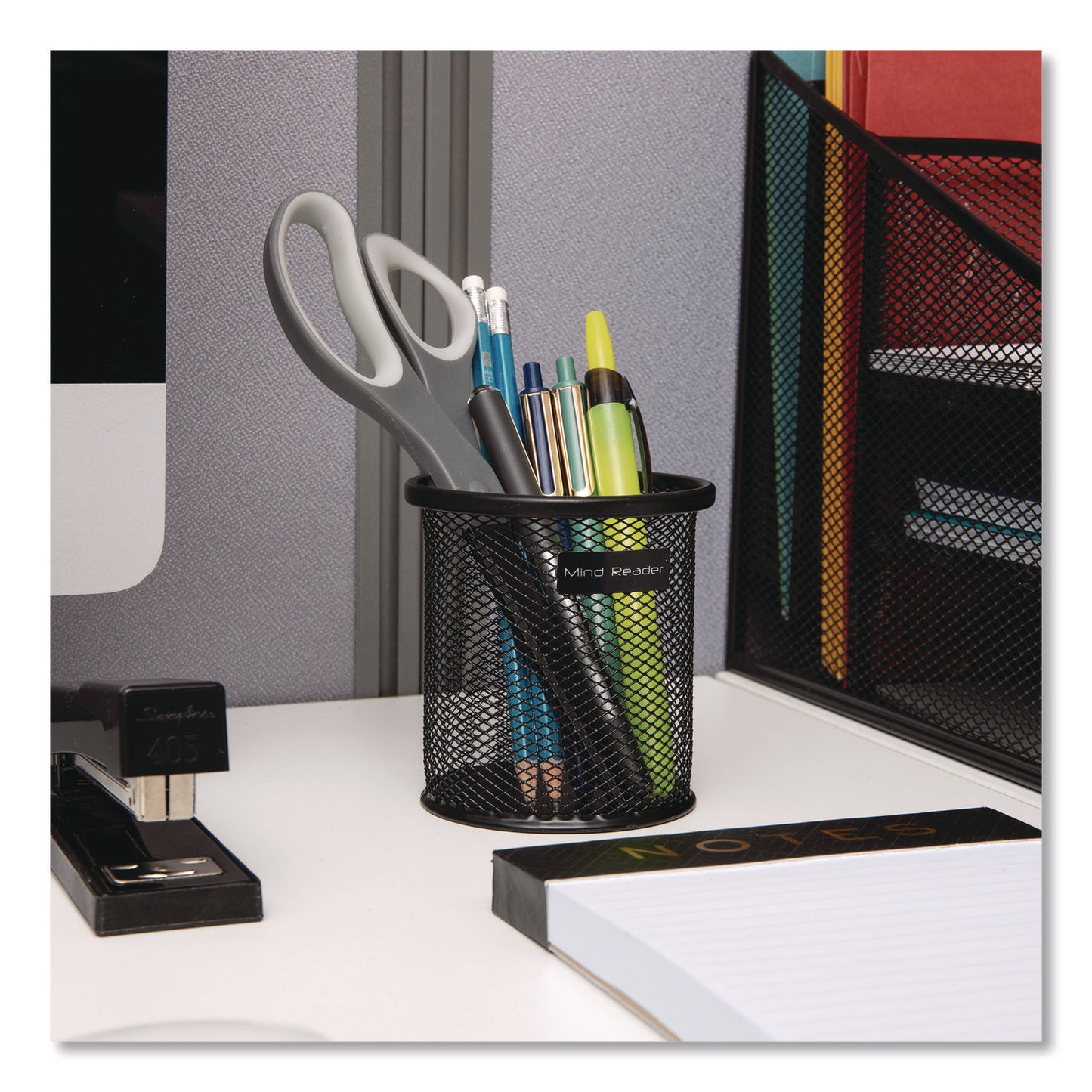 Metal Mesh Utensil Holder, 3.5" dia x 3.7"h, Black, 3/Pack