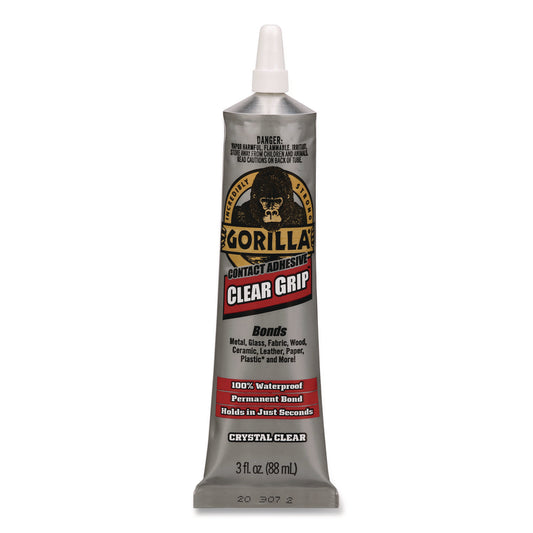 Clear Grip Contact Adhesive, 3 oz Tube, Dries Clear