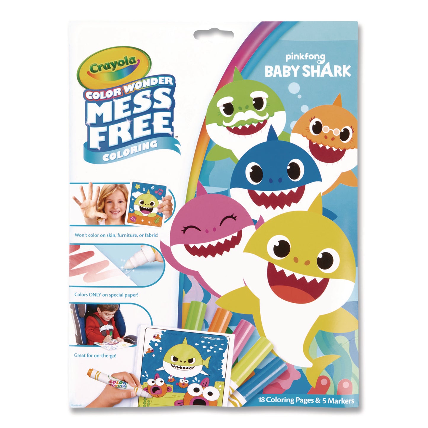 Pinkfong Baby Shark Color Wonder Kit, Includes Five Markers, Ages 3 and Up, 18 Pages