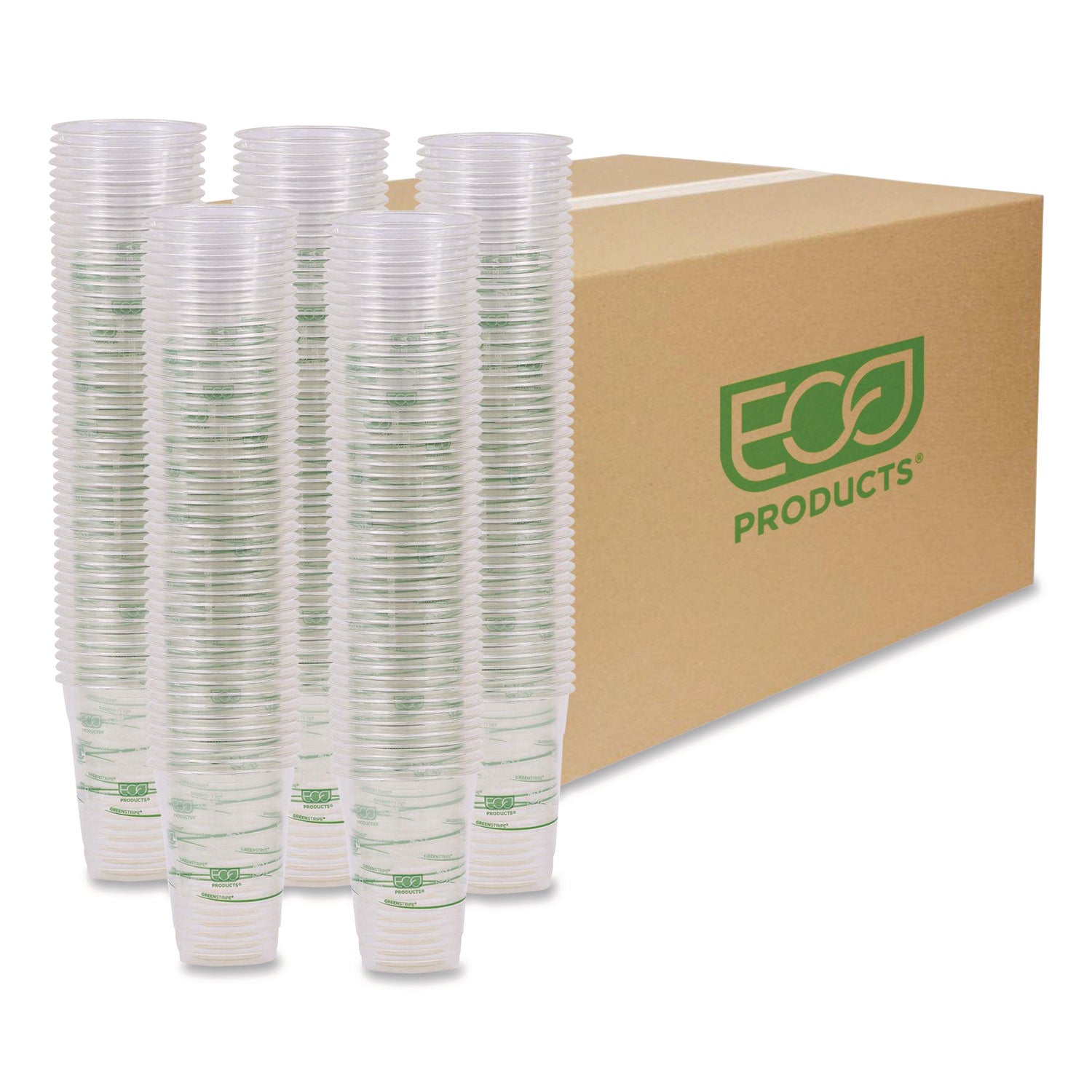 GreenStripe Renewable and Compostable Cold Cups Convenience Pack, 16 oz, Plastic, Clear, 50/Pack