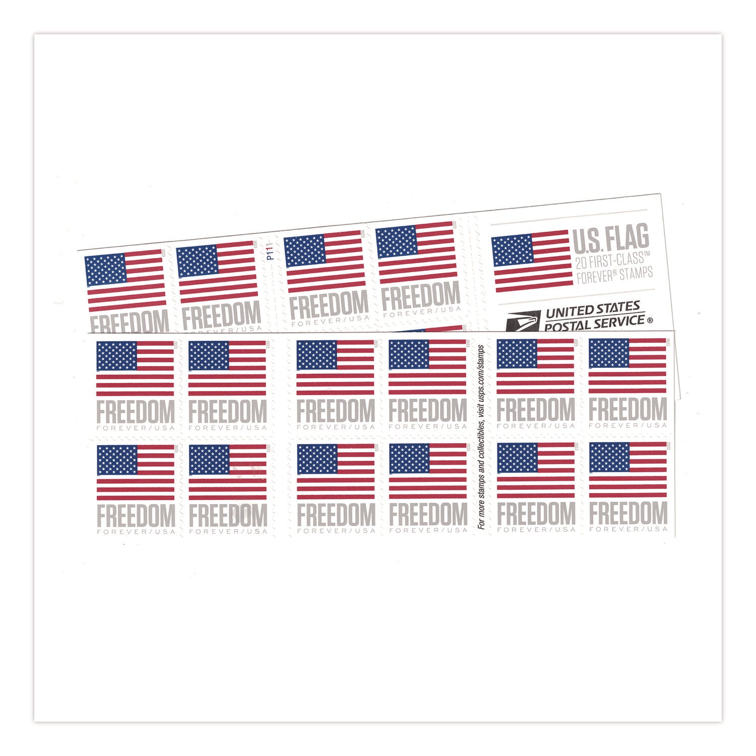 First-Class Forever Stamps, U.S. Flag, 20/Book