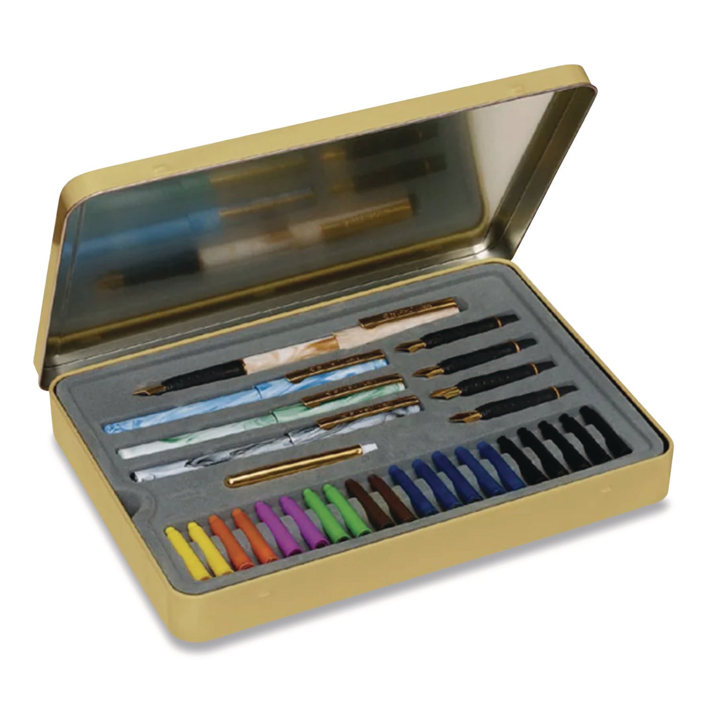 Master the Art of Calligraphy Fountain Pen Set, 33 Pieces, (5) Nib Sizes, (7) Ink Colors, (4) Barrel Colors
