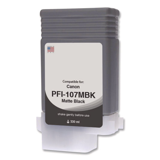 Compatible Matte Black Ink, Replacement for PFI-107 (6704B001AA), 130 mL