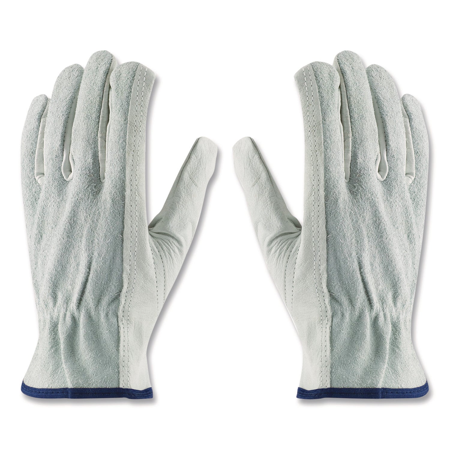 Top-Grain Leather Drivers Gloves with Shoulder-Split Cowhide Leather Back, Gunn Cut, Keystone Thumb, Medium, Gray, Pair