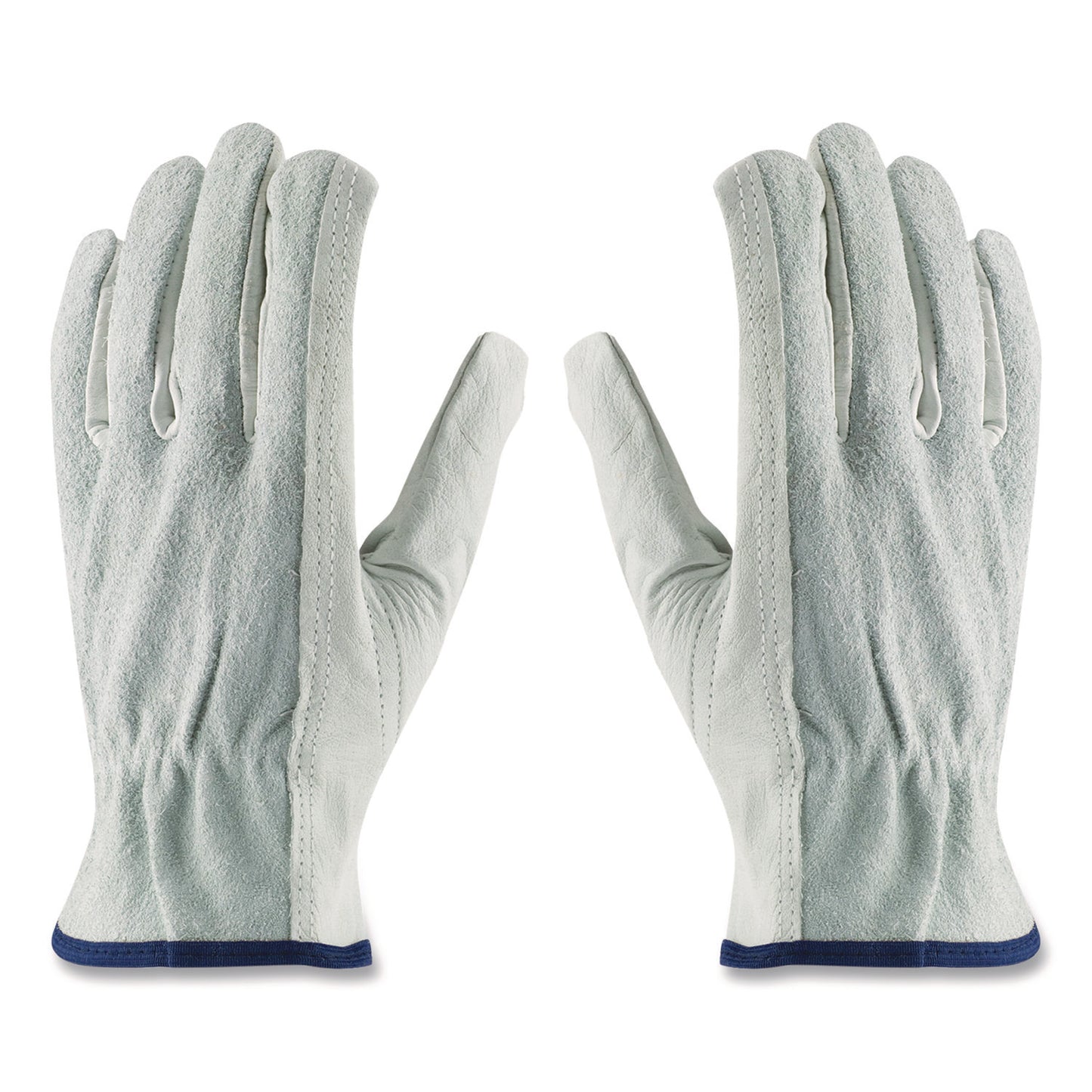 Top-Grain Leather Drivers Gloves with Shoulder-Split Cowhide Leather Back, Gunn Cut, Keystone Thumb, Small, Gray, Pair