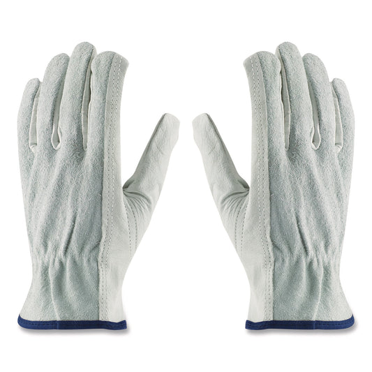 Top-Grain Leather Drivers Gloves with Shoulder-Split Cowhide Leather Back, Gunn Cut, Keystone Thumb, Small, Gray, Pair