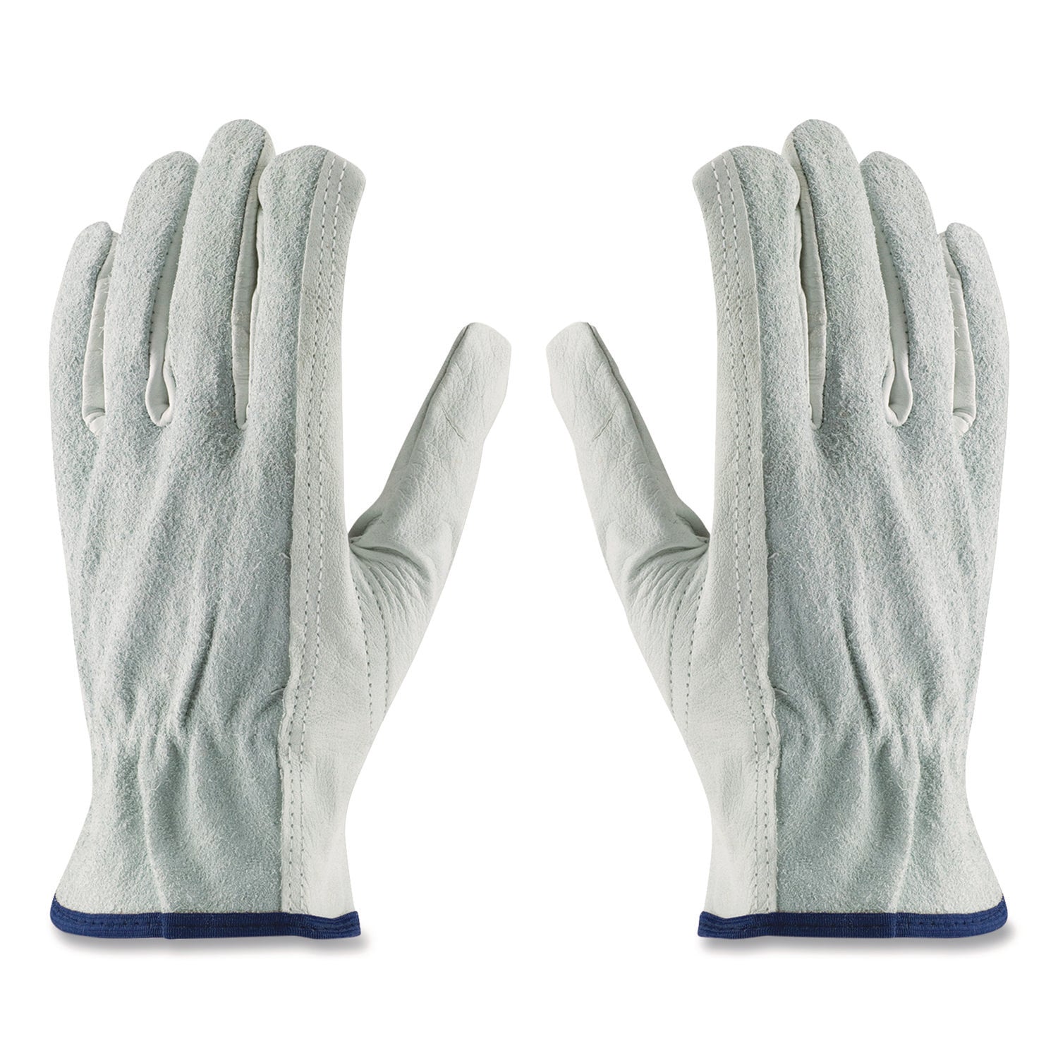 Top-Grain Leather Drivers Gloves with Shoulder-Split Cowhide Leather Back, Gunn Cut, Keystone Thumb, X-Large, Gray, Pair