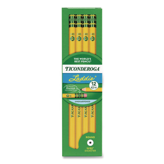 Ticonderoga Laddie Woodcase Pencil with Microban, HB (#2), Black Lead, Yellow Barrel, 12/Pack