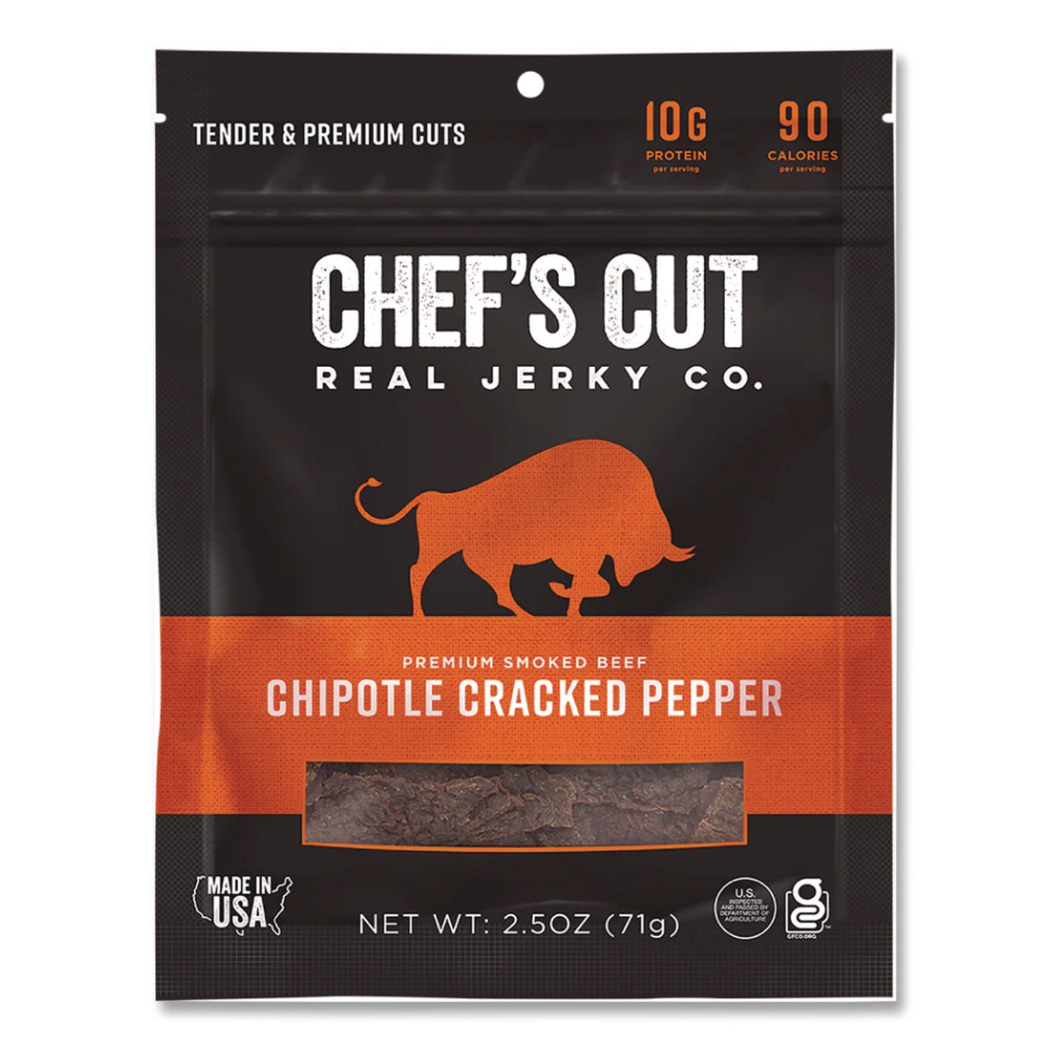 Real Steak Jerky, Chipolte Cracked Pepper, 2.5 Oz Bag