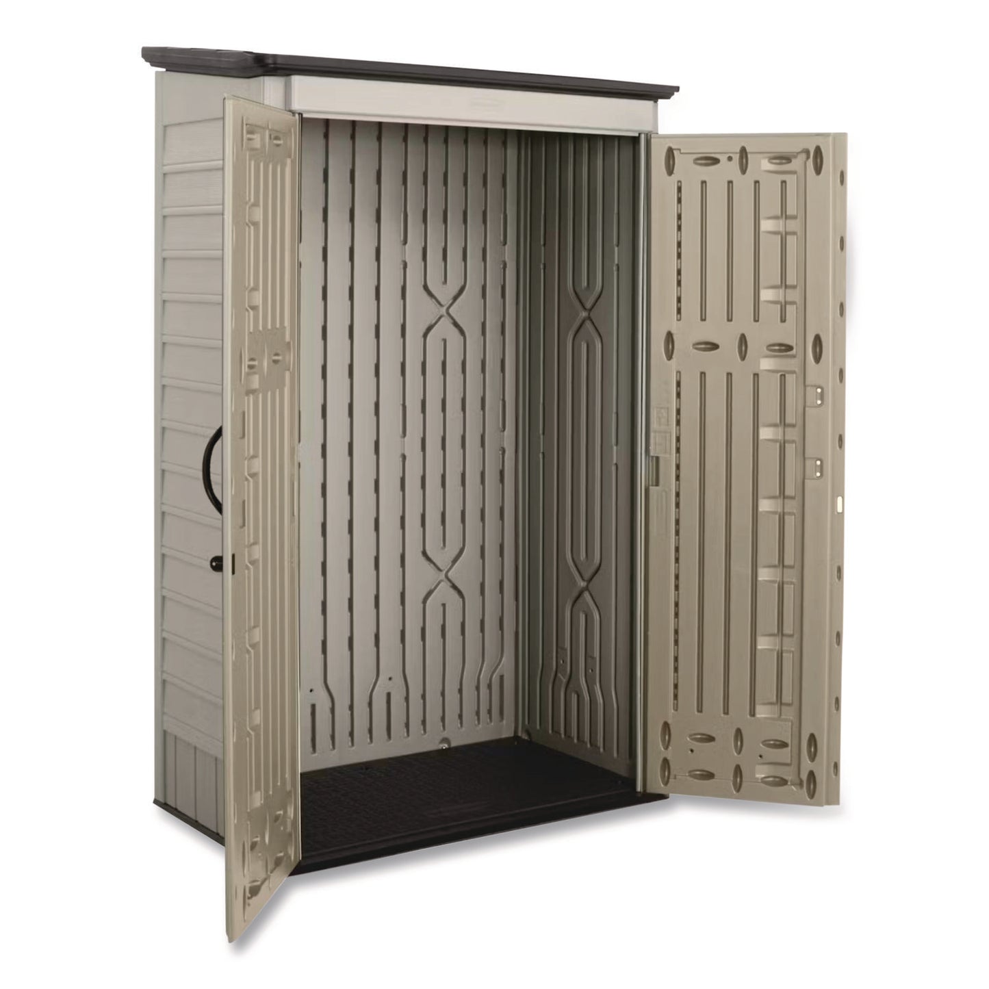 Vertical Storage Shed, 53 cu ft, 2.5 ft x 4 ft x 7 ft, Sandstone/Faint Maple