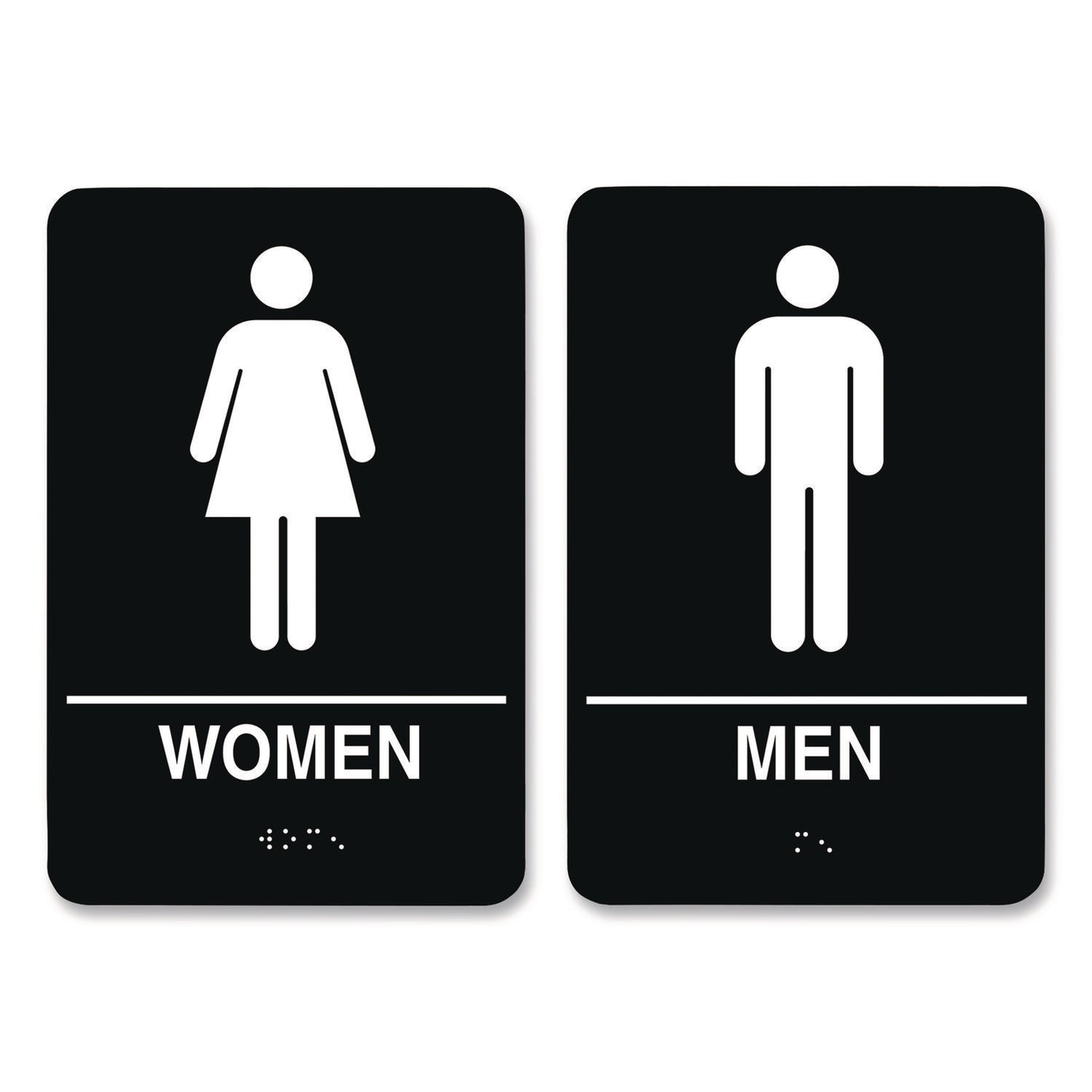 Indoor Restroom Door Sign, Men/women, 5.9 X 9, Black/white, 2/pack
