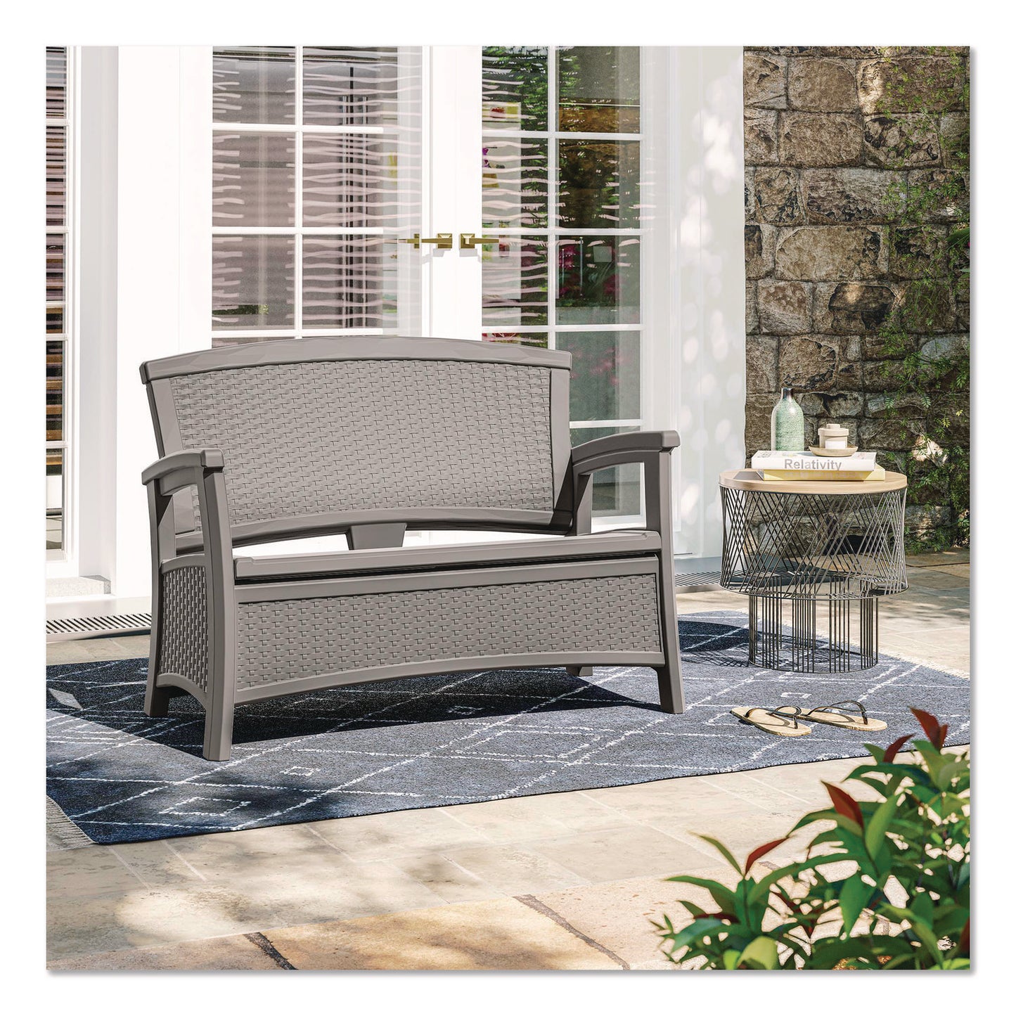 Elements Loveseat with Storage, 47" x 29.75" x 35.5", Dove Gray