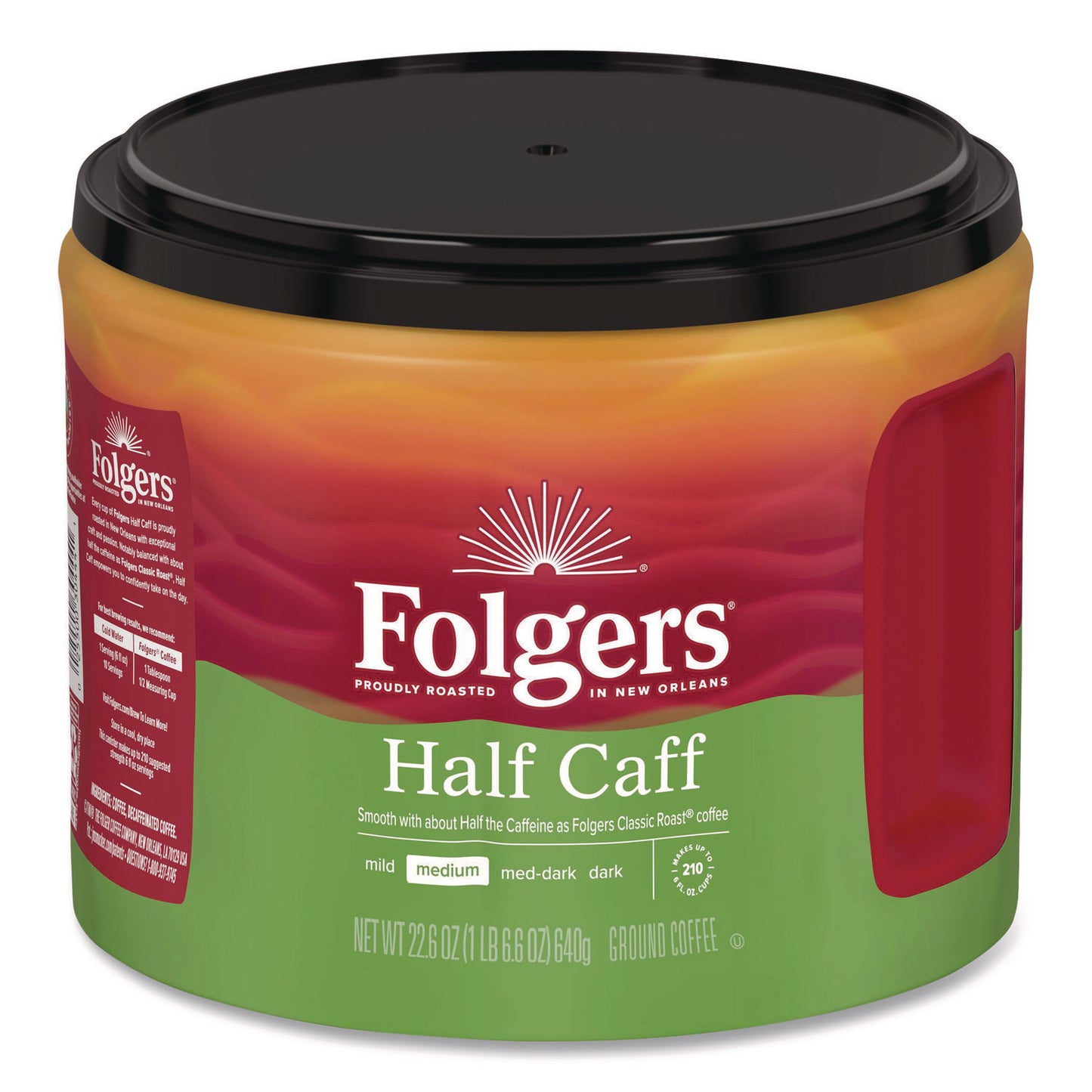 Half Caff Ground Coffee, 22.6 oz Canister