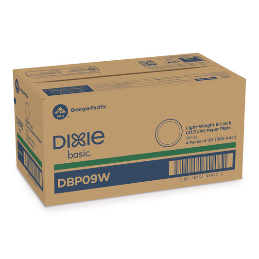 Paper Dinnerware, Plate, 8.5" dia, White, 125/Pack