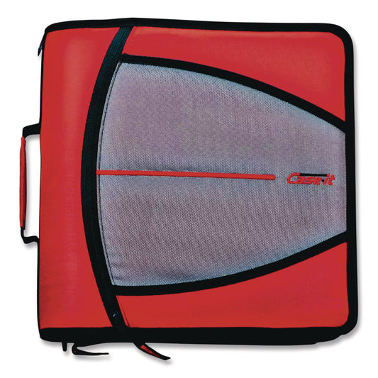 Mighty Zip Tab Binder, 3 Rings, 3" Capacity, 11 X 8.5, Red