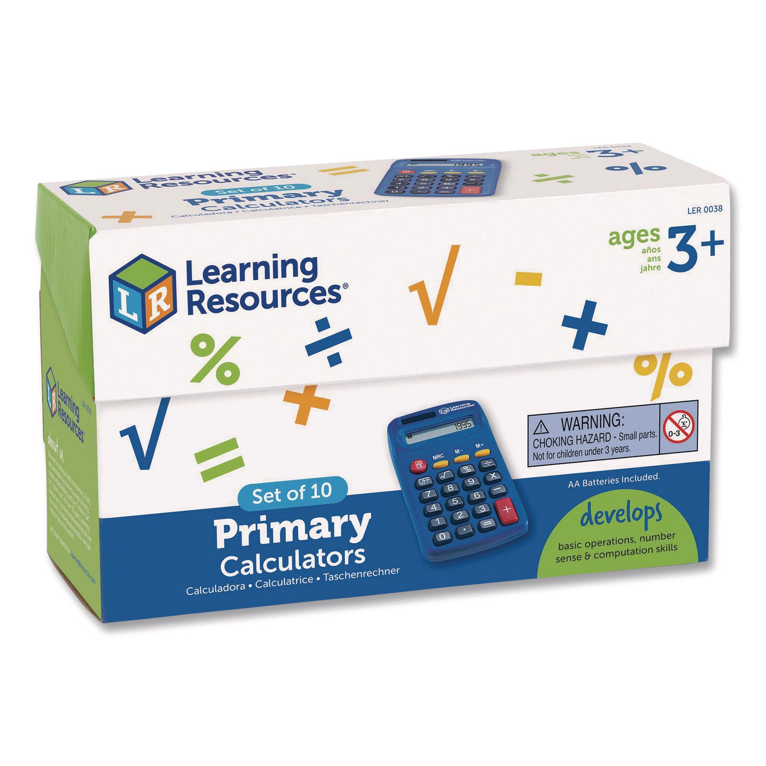 Primary Calculator, 8-Digit, LCD, 10 Calculators