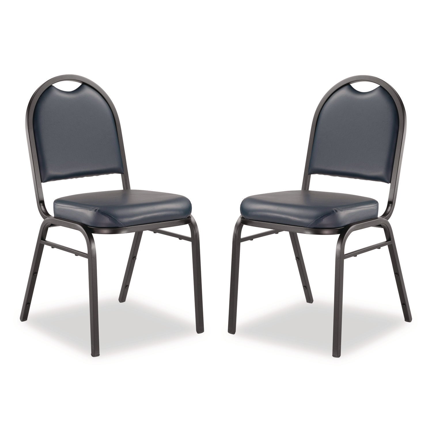 9200 Series Premium Upholstered Stack Chair, Vinyl, Supports 500 lb, 19" Seat Ht, Midnight Blue Seat/Back, Black Base,2/Pack