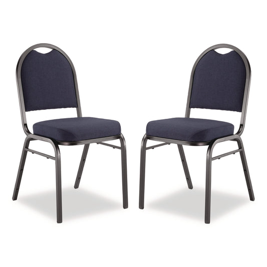 9200 Series Premium Upholstered Stack Chair, Fabric, Supports 500 lbs, 19" Seat Ht, Midnight Blue Seat/Back, Black Base, 2/Pk