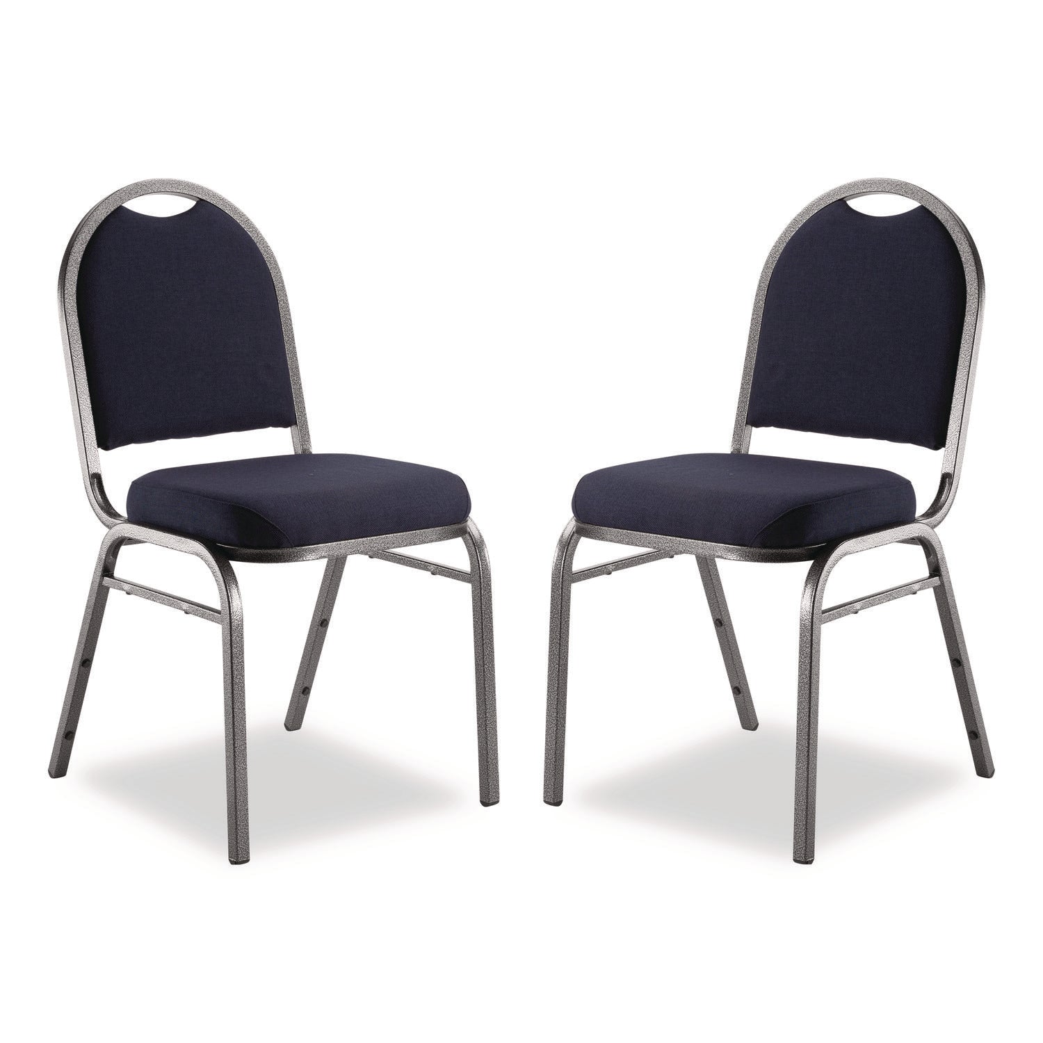 9200 Series Premium Upholstered Stack Chair, Fabric, Supports 500 lb, 19" Seat Ht, Midnight Blue Seat/Back, Silver Base, 2/PK