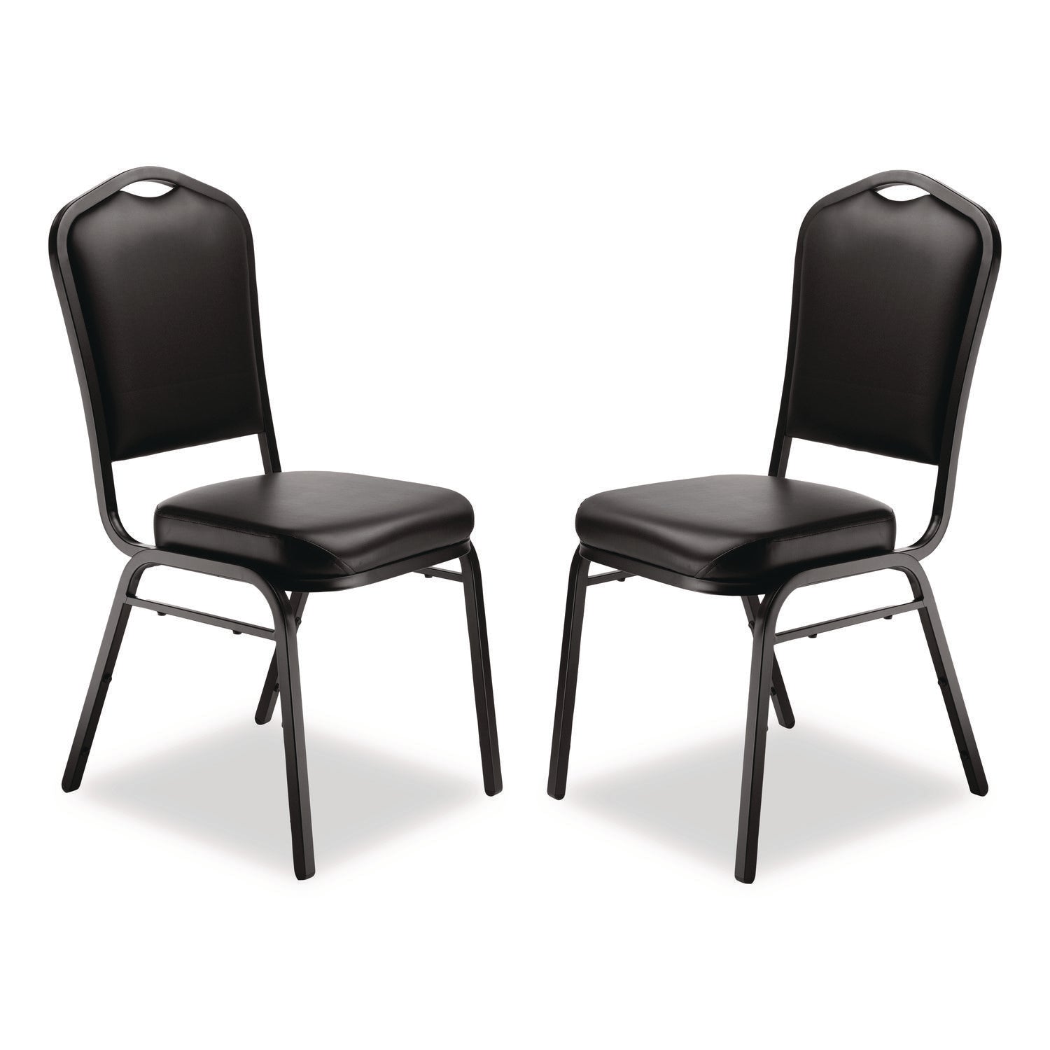 9300 Series Deluxe Upholstered Stack Chair, Vinyl, Supports Up to 500 lb, 19" Seat Height, Black Seat/Back/Base, 2/Pack