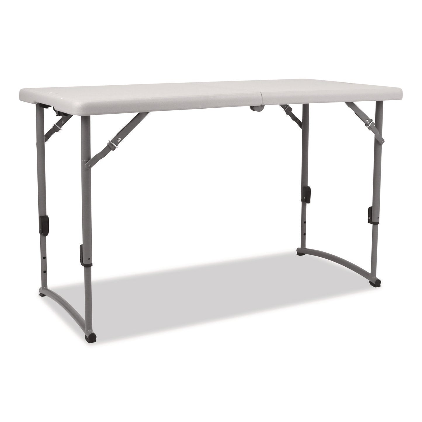 Plastic Fold-in-Half Adjustable Height Table, Rectangular, 24w x 48d x 22h to 35h, Speckled Gray Top, Gray Base/Legs