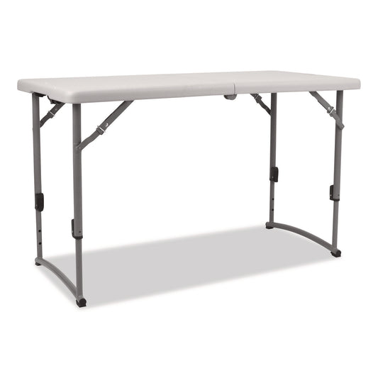 Plastic Fold-in-Half Adjustable Height Table, Rectangular, 24w x 48d x 22h to 35h, Speckled Gray Top, Gray Base/Legs