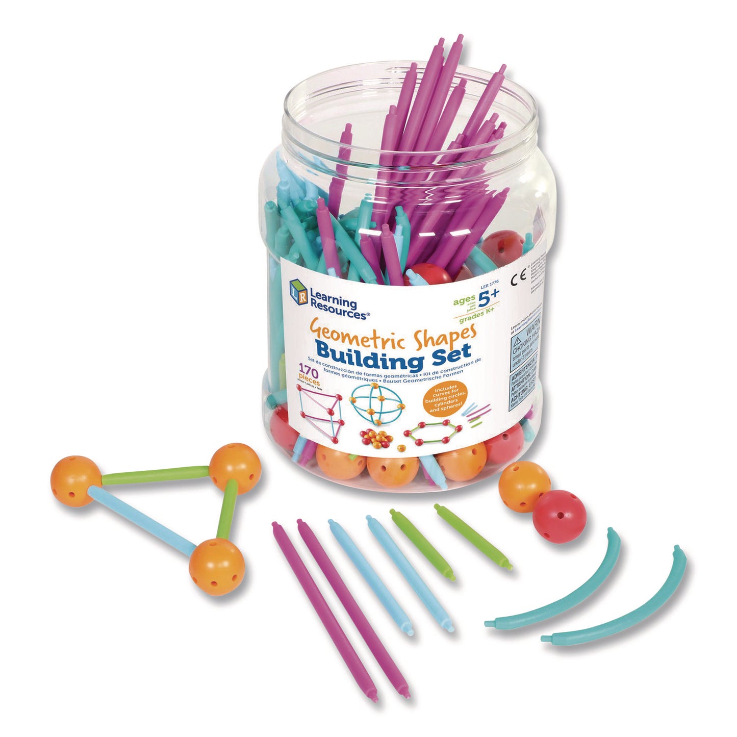 Geometric Shapes Building Set, Grades K to 5, 170 Pieces