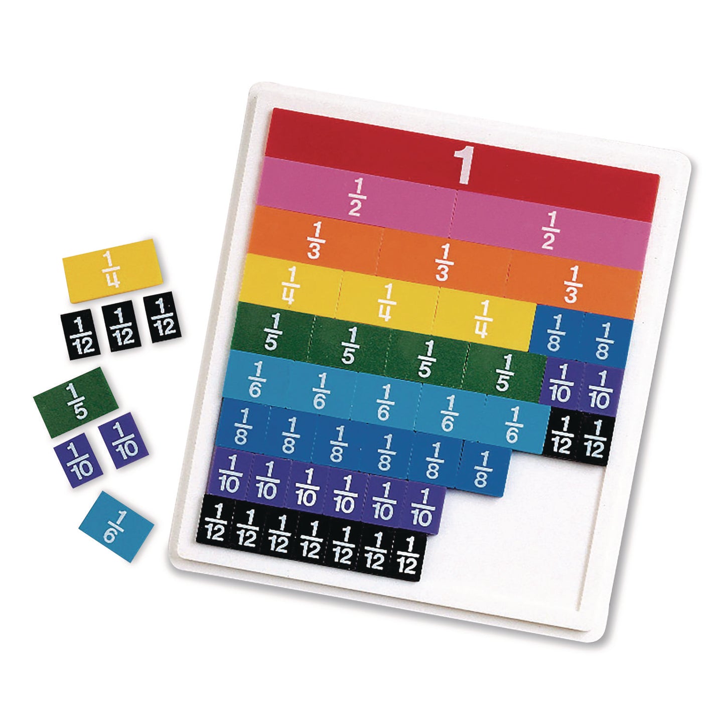 Rainbow Fraction Tiles with Tray, Grades 1 to 3, 54 Pieces