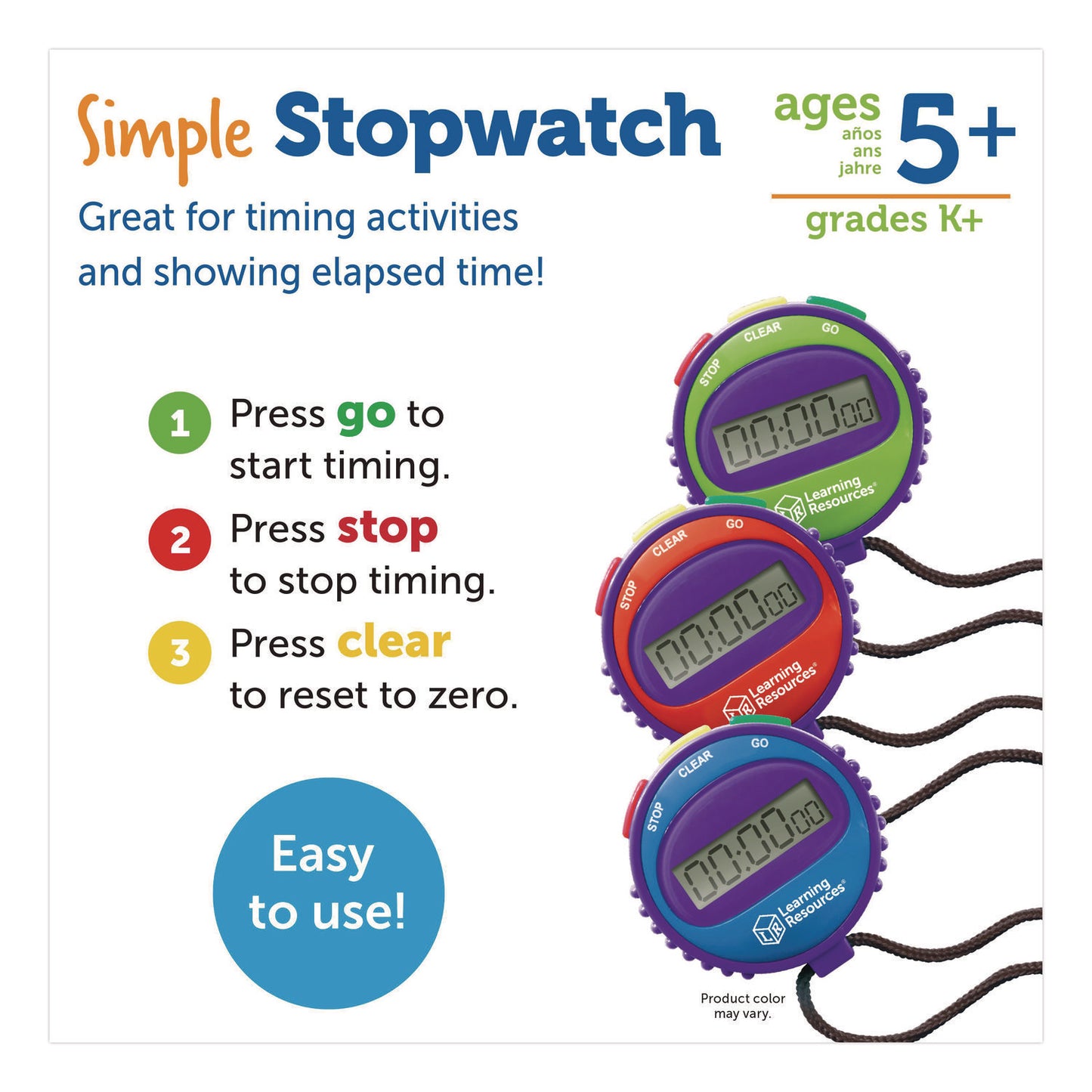 Simple Stopwatch, Accurate to 1/100 Second, Blue Stopwatch, Black Lanyard