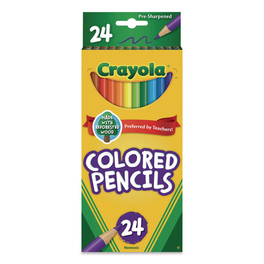 Long-Length Colored Pencil Set, 3.3 mm, 2B, Assorted Lead and Barrel Colors, 24/Pack